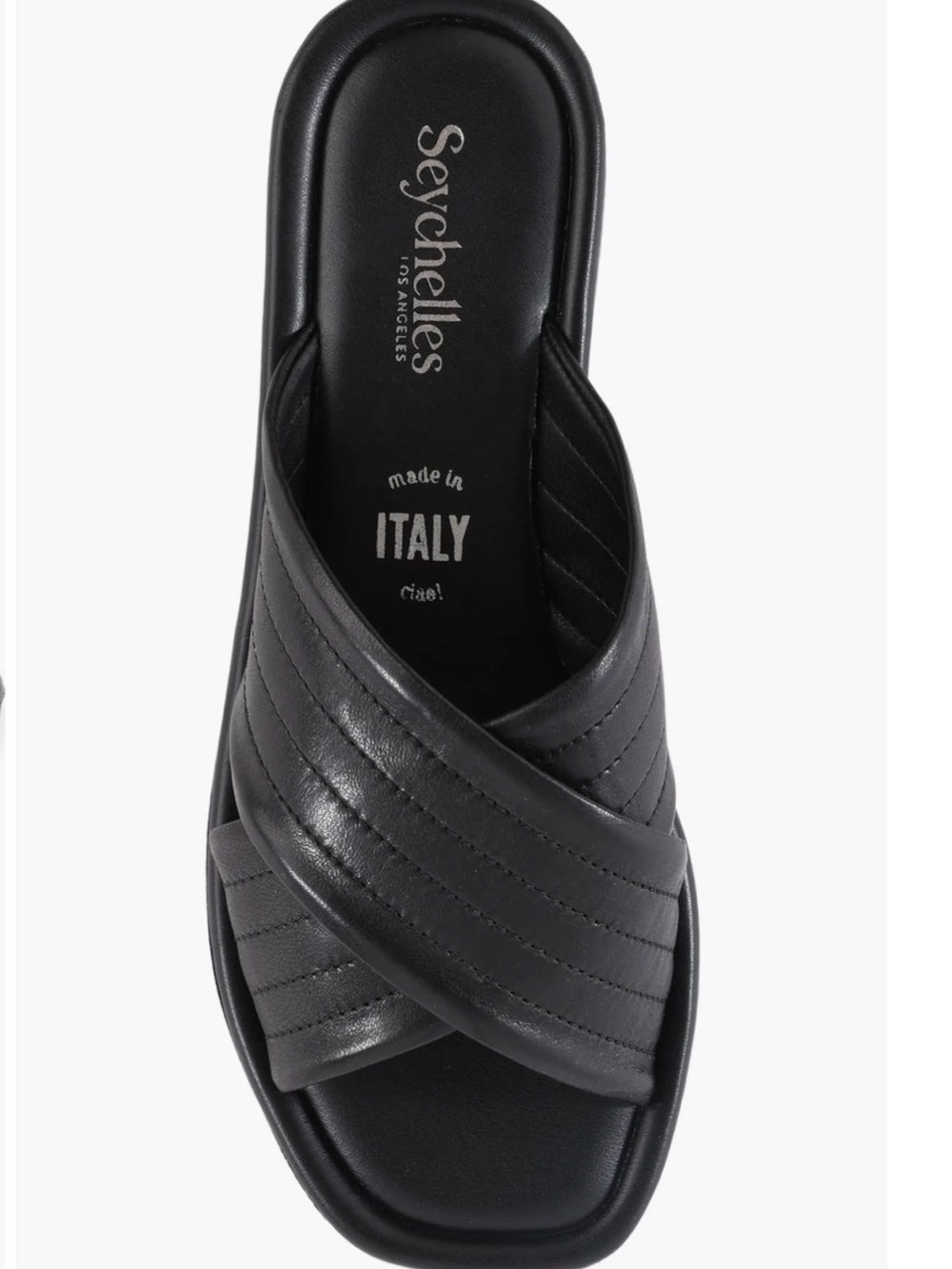 Seychelles Black Quilted Cross-Band Slide Mule